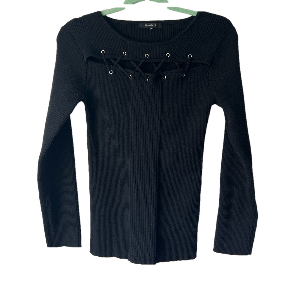 Women’s Black Ribbed Long Sleeve Top